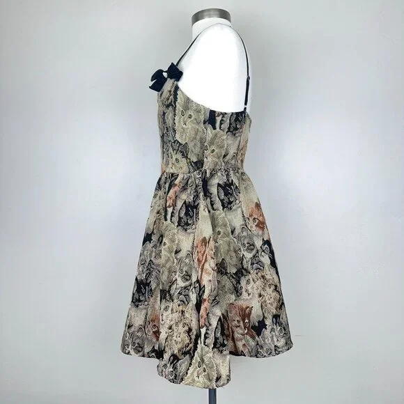 Cider Dress Women L Cat Lover Tapestry Jacquard Jumper Vintage Pinafore - Picture 5 of 15